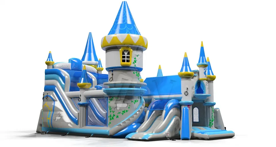 Slide with AC Aurora Castle commercial inflatable playground